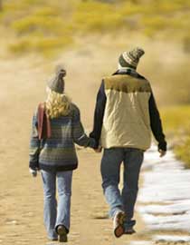 Couple walking hand in hand